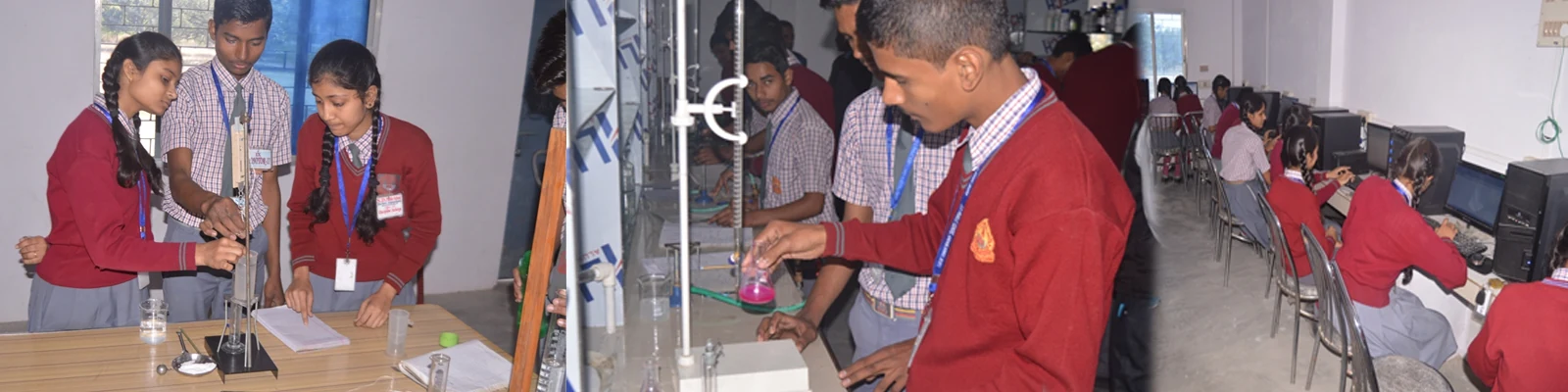 Students learning through practical science and computer classes